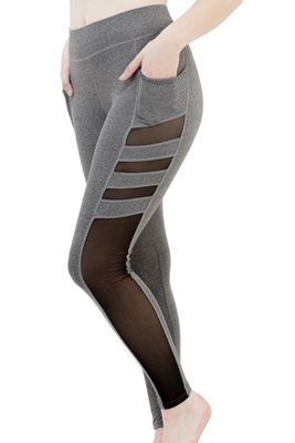 High Waist Side-Mesh Sport Leggings with Double Pockets