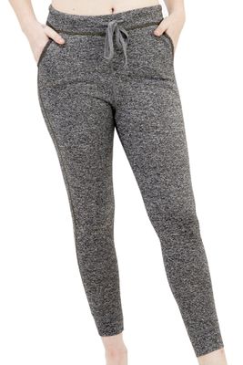 Double Pockets Gray Joggers Yoga Pants with Olive Green Stitch Details