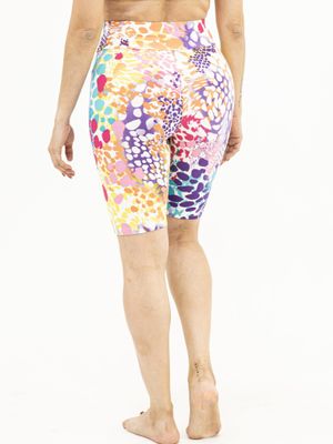 Plus Size High Waist Buttery-Soft Colorful Leopard Biker  Shorts