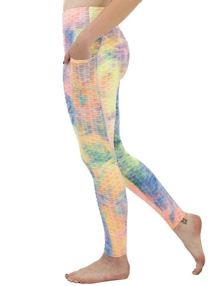 Buy Pastel Tie Dye Workout Leggings Womens High Waist Full or