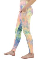 High Waist Push-Up Squad Scrunch Tie Dye Rainbow Leggings with Double Pockets