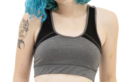 Titanium Sport Bra with Black Panels