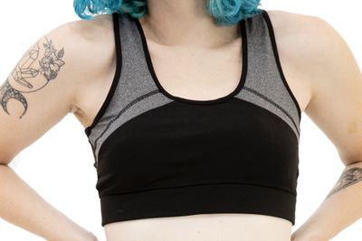 Black Sport Bra with Titanium Panels