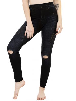 Jeggings w/cut Knee Ripped Plus