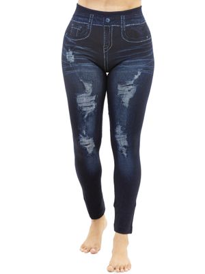 Blue Jeggings with Patches Design