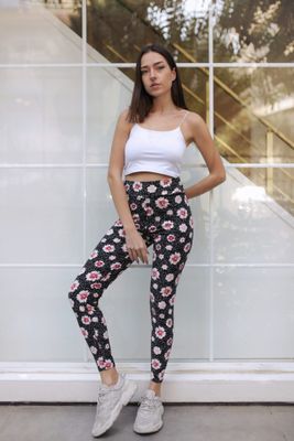 Buttery Soft High Waist Floral Dots Leggings Plus Size