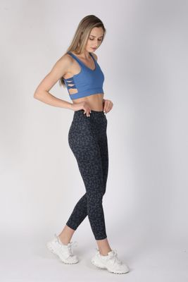 High Waist Leopard Active Sport Yoga Navy Leggings