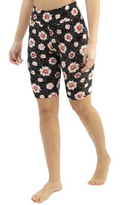 Plus Size Buttery Soft High Waist Floral Dots Biker Shorts