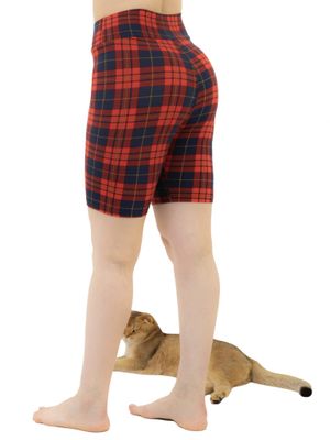 Buttery Soft High Waist Plaid Red & Black Biker Shorts