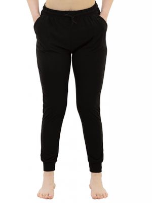 Buttery-Soft Drawstring Elastic Waist Solid Black Joggers Pants