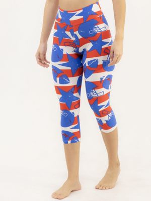 Buttery-Soft High-Waist Stars and Stripes Football Capri Leggings