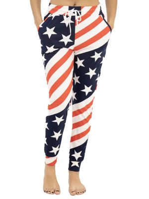 Buttery-Soft Drawstring Elastic Waist American Flag Joggers Pants