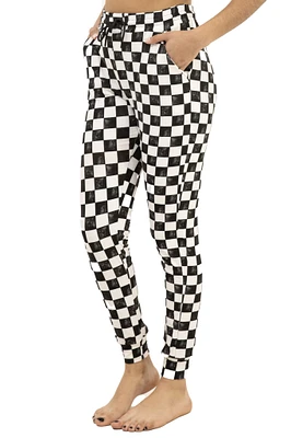 Buttery-Soft Drawstring Elastic Waist Checkered Joggers Pants