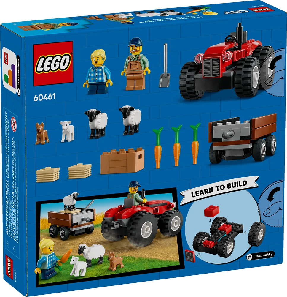 Red Farm Tractor with Trailer & Sheep