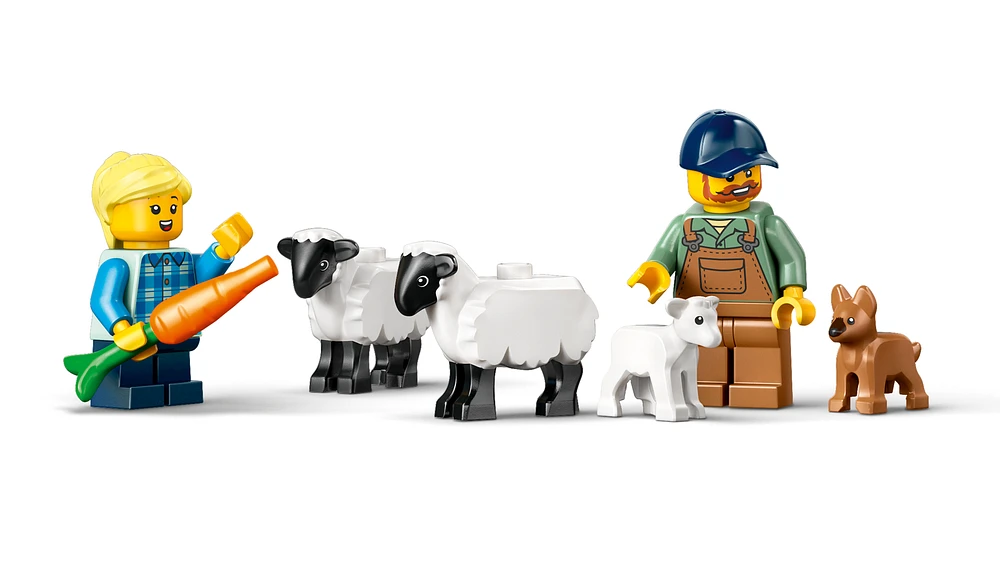 Red Farm Tractor with Trailer & Sheep