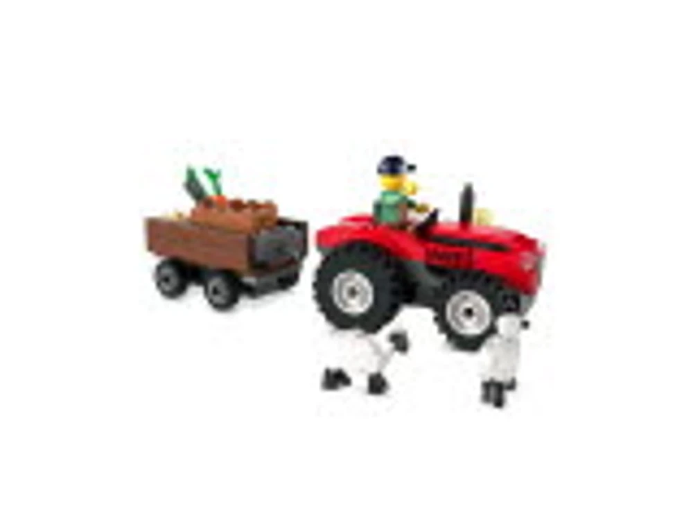Red Farm Tractor with Trailer & Sheep