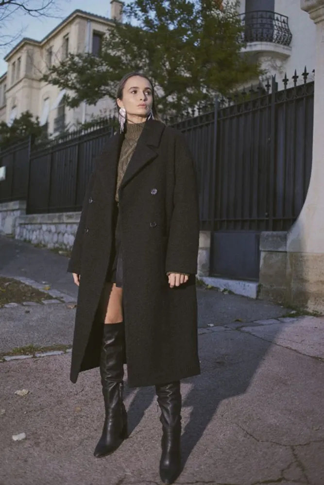manteau large noir femme
