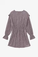 Robe Algagi noire à motif fleuri rose