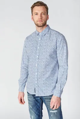 Chemise Brotel bleue à motif feuilles