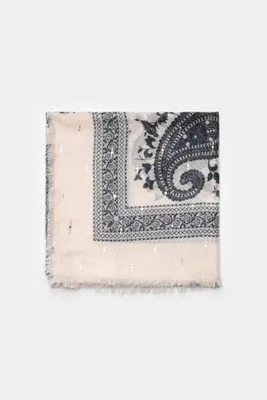 Foulard Elene à motif cachemire beige rosé