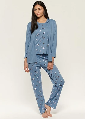 Three-piece Pyjama Set with Flowers