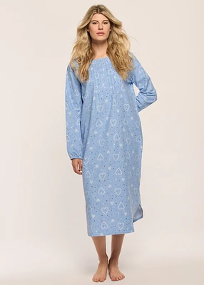 Long Nightgown with Hearts Flannel