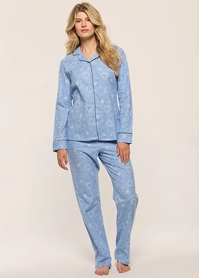 Ensemble pyjama avec coeurs en flanelle