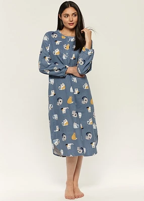 Long Nightgown with Cats Flannel