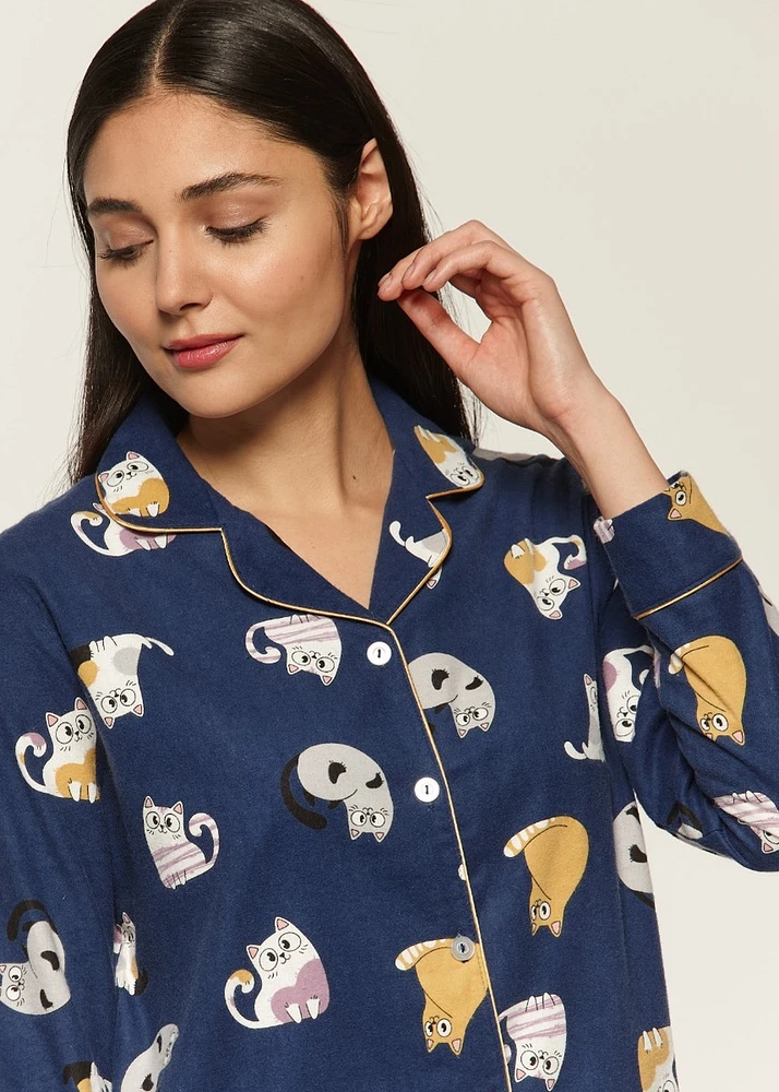 Nuisette avec chats en flanelle