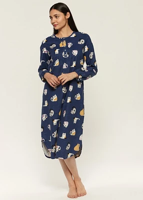 Nuisette longue avec chats en flanelle