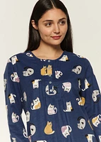 Nuisette longue avec chats en flanelle