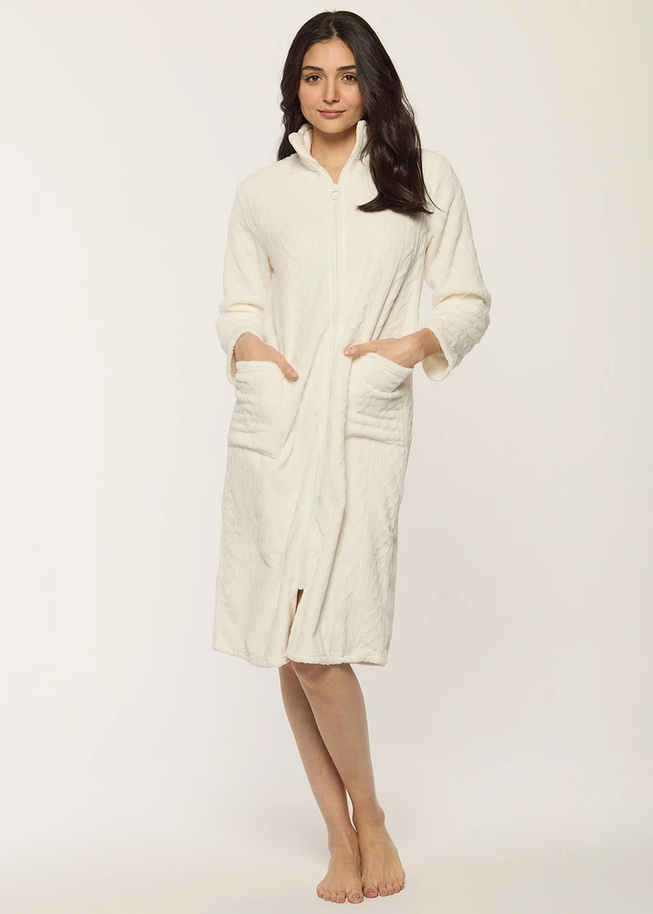 Long Robe with zipper Flannel Fleece