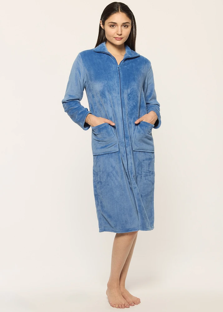 Cozy Robe with Zipper Flannel Fleece