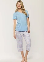 Ensemble pyjama capri à carreaux