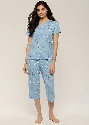 Ensemble pyjama capri avec fleurs Élora
