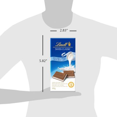 Lindt SWISS CLASSIC Double Milk Chocolate Bar, 100g