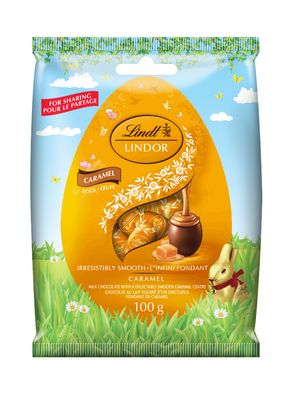 Lindt LINDOR Caramel Milk Chocolate Mini Eggs Bag, 100g