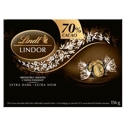 Lindt LINDOR 70% Cacao Dark Chocolate Truffles Box, 156g