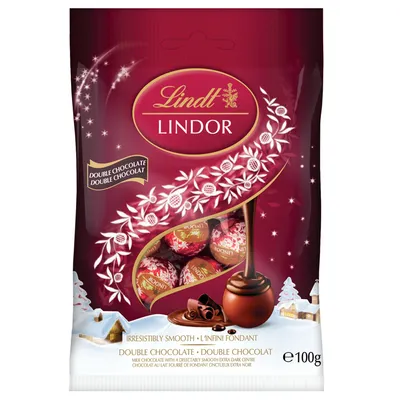 Lindt LINDOR Double Chocolate Mini Balls Bag, 100g
