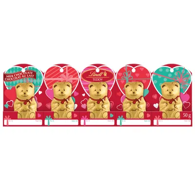 Lindt AMOUR TEDDY Milk Chocolate 5-Pack, 50g