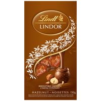 Lindt LINDOR Hazelnut Milk Chocolate Truffles Bag, 150g
