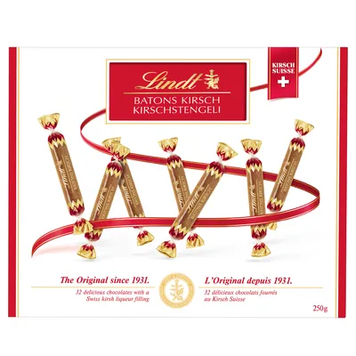 Lindt BATONS KIRSCH Assorted Chocolates Box 250g