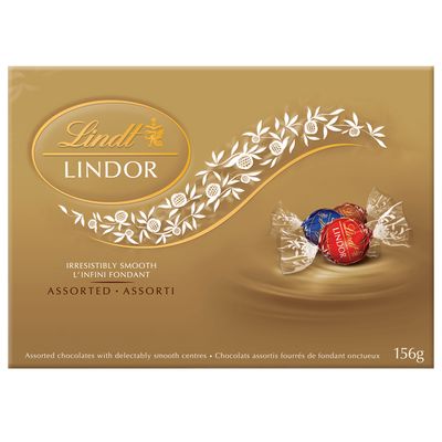 Lindt LINDOR Assorted Milk and Dark Chocolate Truffles Box, 156g
