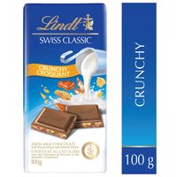Lindt SWISS CLASSIC Crunchy Milk Chocolate Bar, 100g
