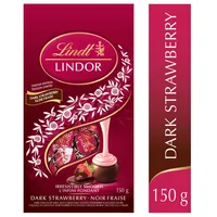 Lindt LINDOR Dark Chocolate Strawberry Truffles Bag, 150g