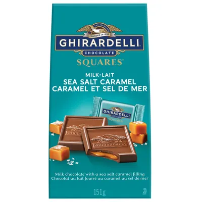 GHIRARDELLI Sea Salt and Caramel Milk Chocolate Squares Bag, 151g