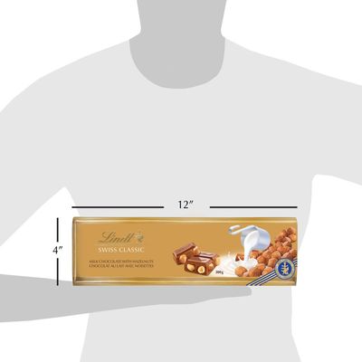 Lindt SWISS CLASSIC Gold Hazelnut Milk Chocolate Bar, 300g