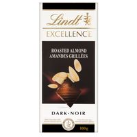 Lindt EXCELLENCE Roasted Almond Dark Chocolate Bar, 100g