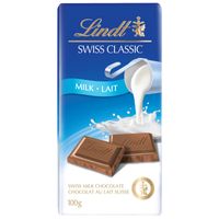 Lindt SWISS CLASSIC Milk Chocolate Bar, 100g
