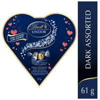 Lindt LINDOR Assorted Dark Chocolate Truffles Heart Box, 61g